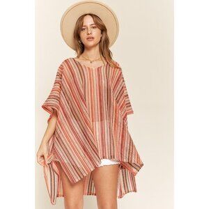 JADE BY JANE Women's Colorful Vertical Stripe Poncho